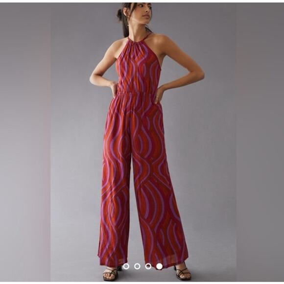 Faithfull the Brand Pants - Faithful The Brand Anthropologie Womens Naira Jumpsuit 6 La Condesa Print Pink